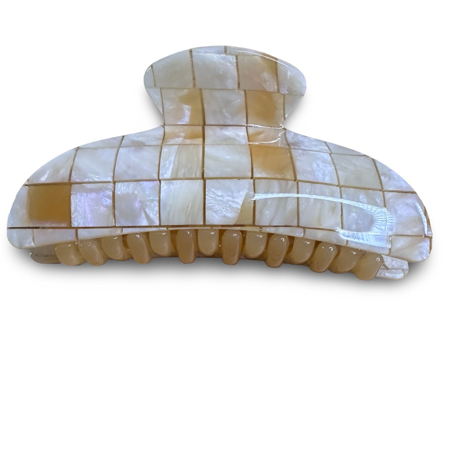 Machete Midi Heirloom Claw Sea Shell Checker Hair Clip Italian Acetate New