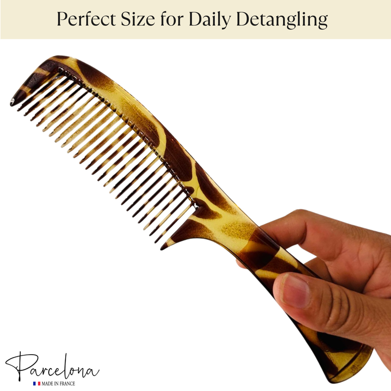 Parcelona French Wide Tooth Detangling Comb Cellulose Acetate Hair Comb Clip