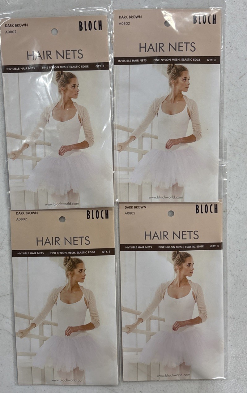 Bloch Unisex-Adult’s Hair Nets 4 Pack (3 Nets Per Bag) 12 Total Hair Nets