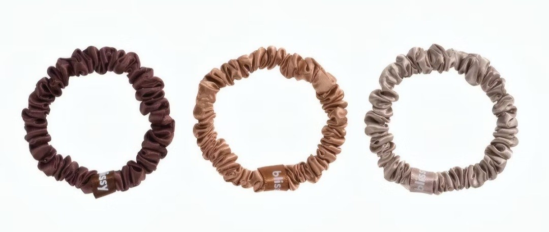 Blissy 100% Mulberry Silk Hair Scrunchies 6 Pack – Taupe, Cinnamon & Brown New