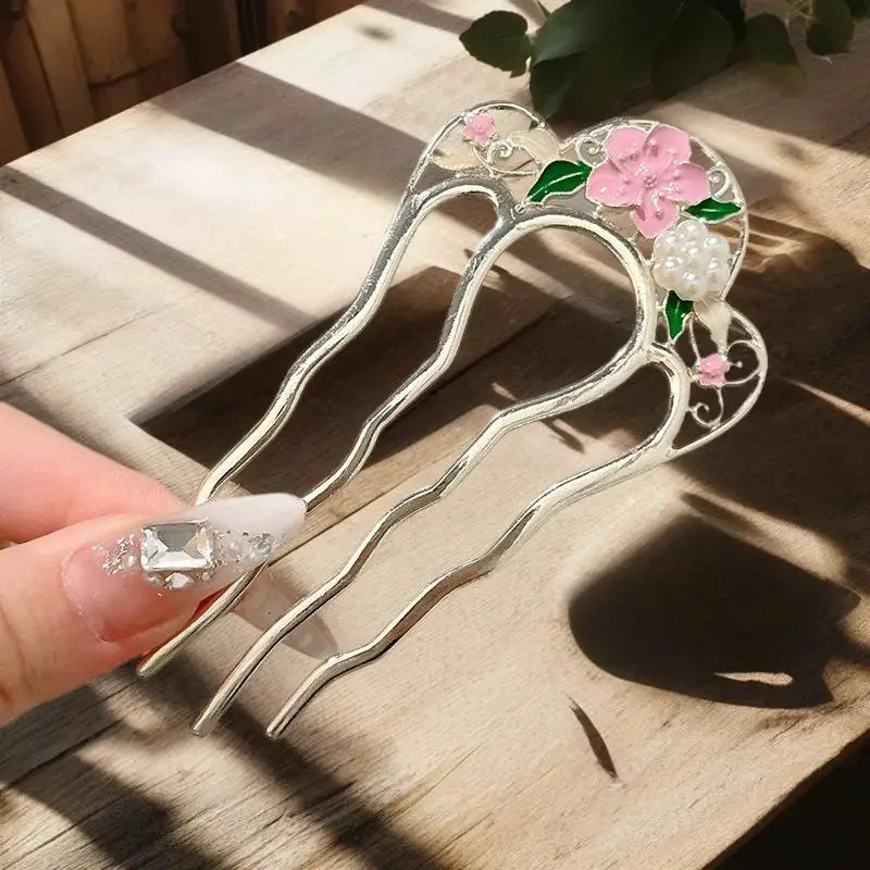 Metal U-shaped Hair Fork Combs Pearl Tassel Sticks Clip Hairpins for Women