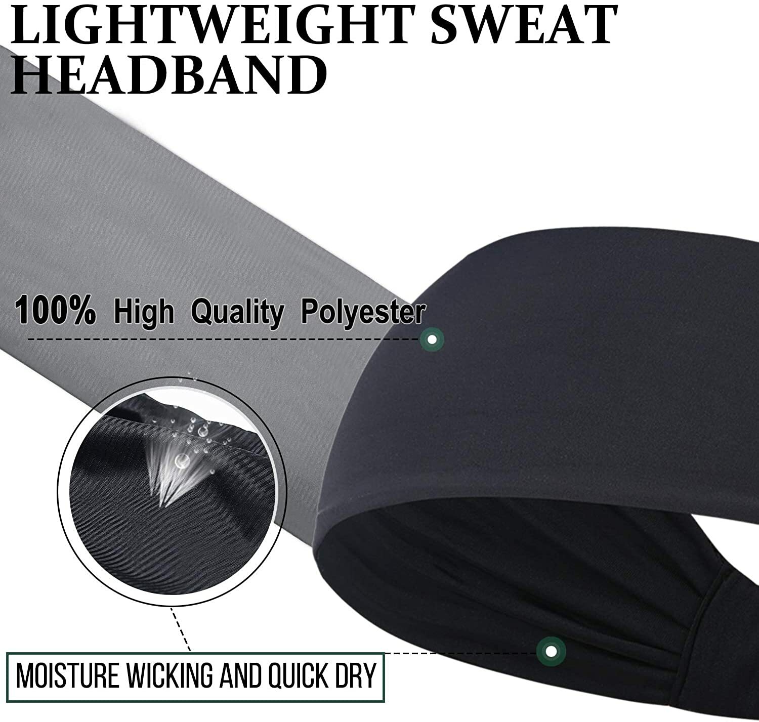Men Women Sports Headband Moisture Wicking Workout Fitness Sweatband Hairband
