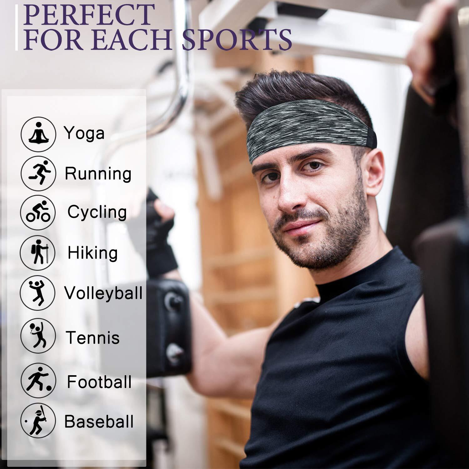 Workout Headbands for Men Women Sweatband Elastic Sweat Bands Elastic Headbands