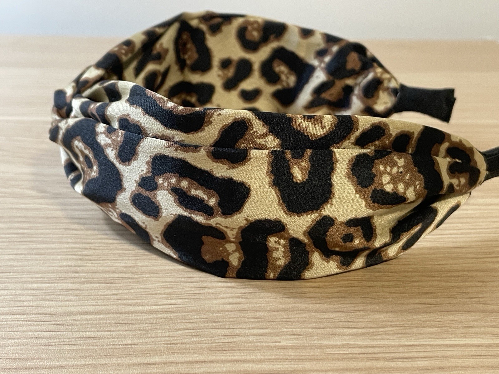 Leopard Print Knot Headband Set Blush & Tan Animal Print Satin Feminine Soft