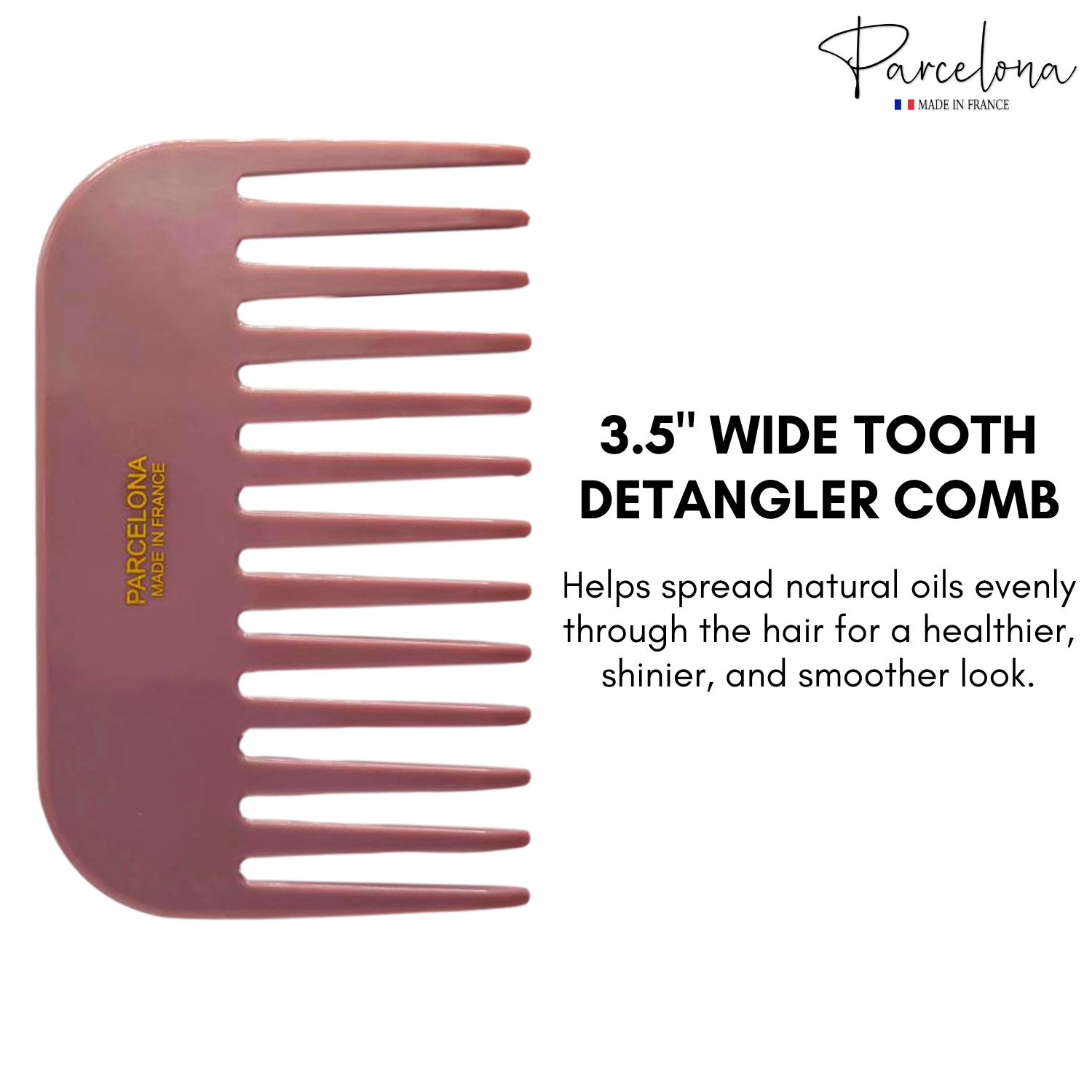 Parcelona Wide Tooth French Detangling Comb – Cellulose Acetate Hair Comb for