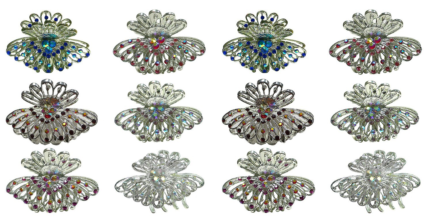 Dz Pk JCGY Hair Claws Metal Jaw Clips Antique Silver Trim Bridal Claw NF86480-1