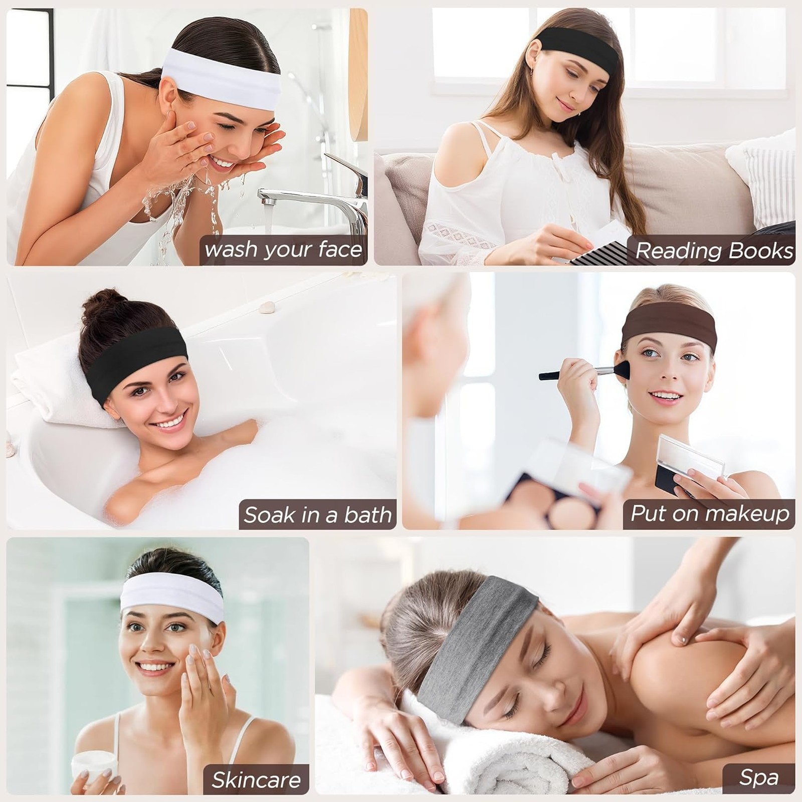 Headbands for Women, 8 Pack Soft Cotton Stretchy Non Slip Hair Bands for Sports