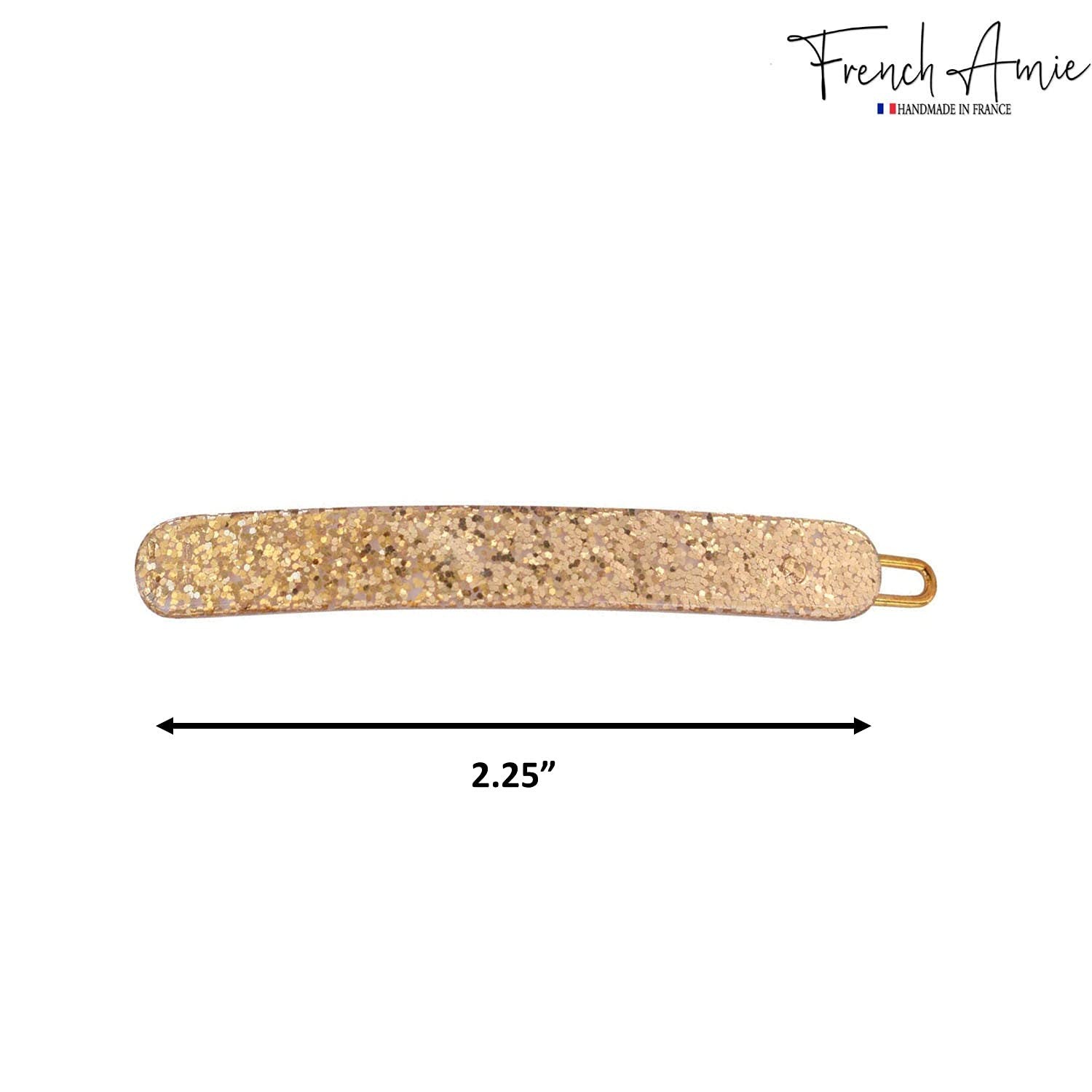 French Amie Rounded Oblong Golden Glitter Small 2 1/4” Celluloid Acetate Set …