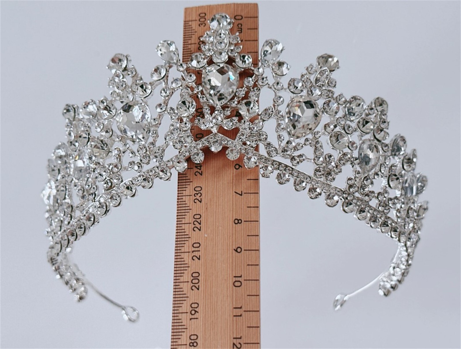 Women Bride Wedding Silver color White Crystal Rhinestone Royal Prom Tiara Crown