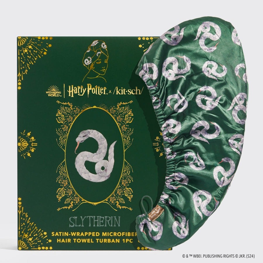 Kitsch x Harry Potter Satin Wrapped Hair Towel NIB Slytherin