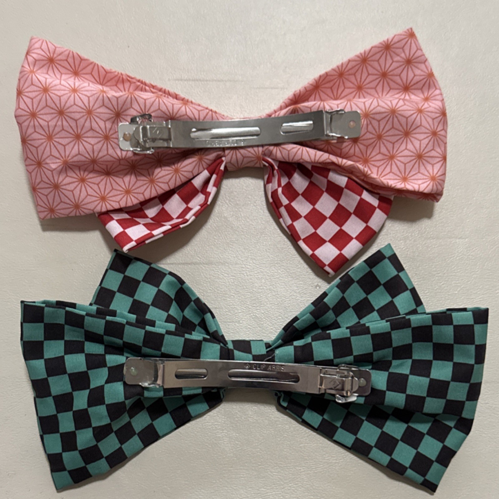 Demon Slayer Anime Check Pattern Multicolor Fabric Hair Bow for Women Teens