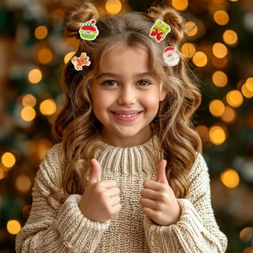 12 Pcs Christmas Claw Clips,Mini Hair Clips for Women Santa Claus Xmas Styl 10