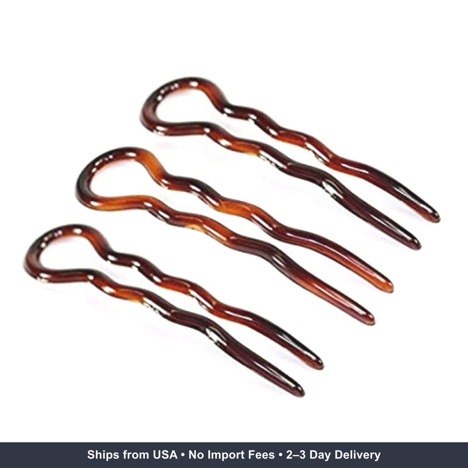Parcelona French Sleek Brown Tortoise Shell Large 3 1/2″ Celluloid Made in Franc