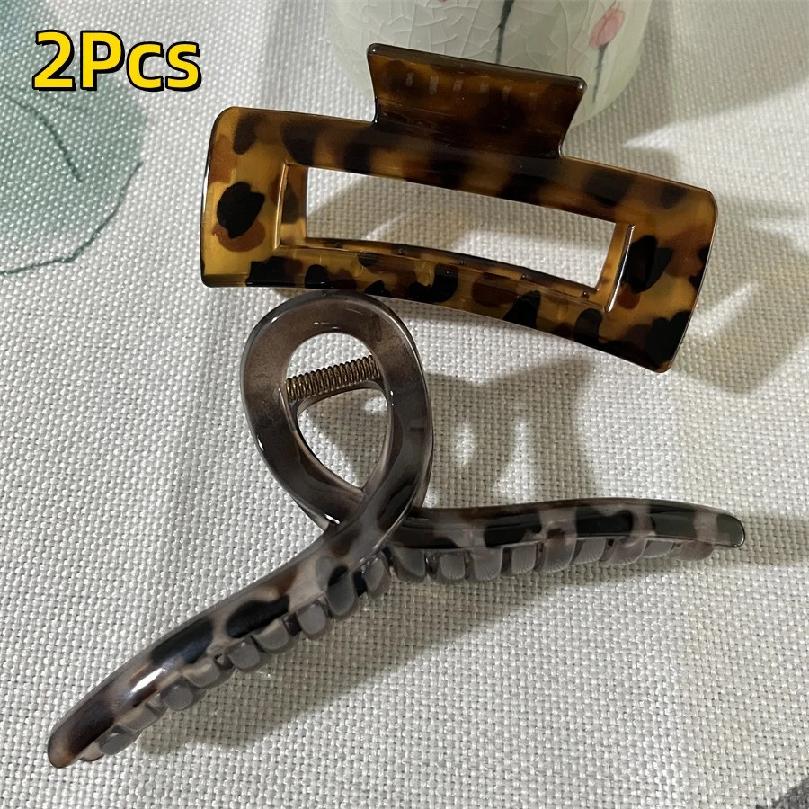Vintage Leopard Print Large Hair Claw Clip Secure Hold Updo Accessory
