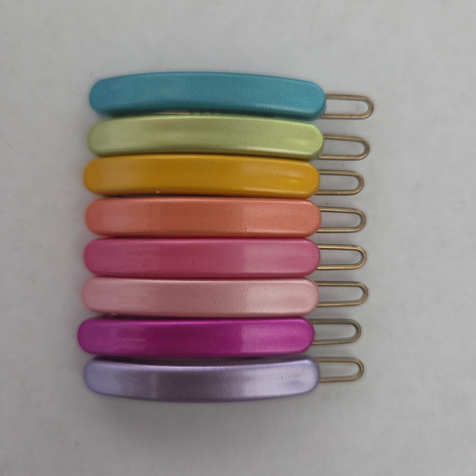 lot 7 Mini Barrettes 90s purple pink orange blue green yellow