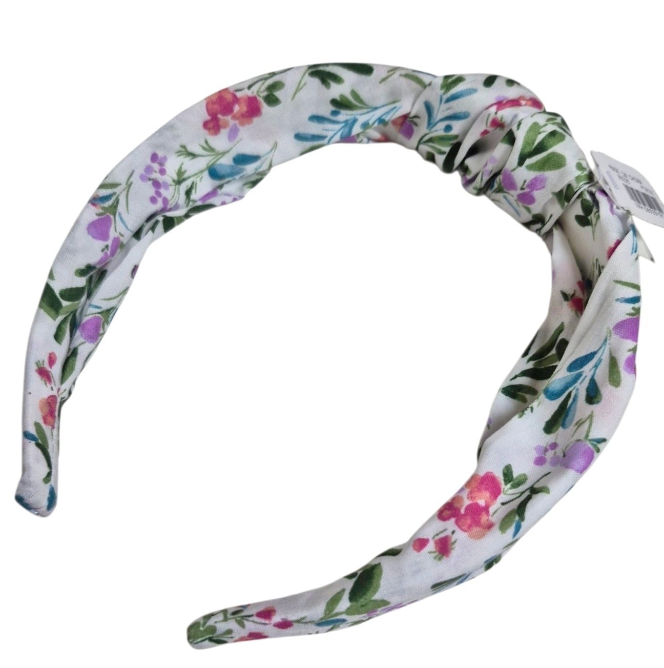 J.Crew Factory Floral Printed Knot Headband Bright White Lilac Multi BS235 New