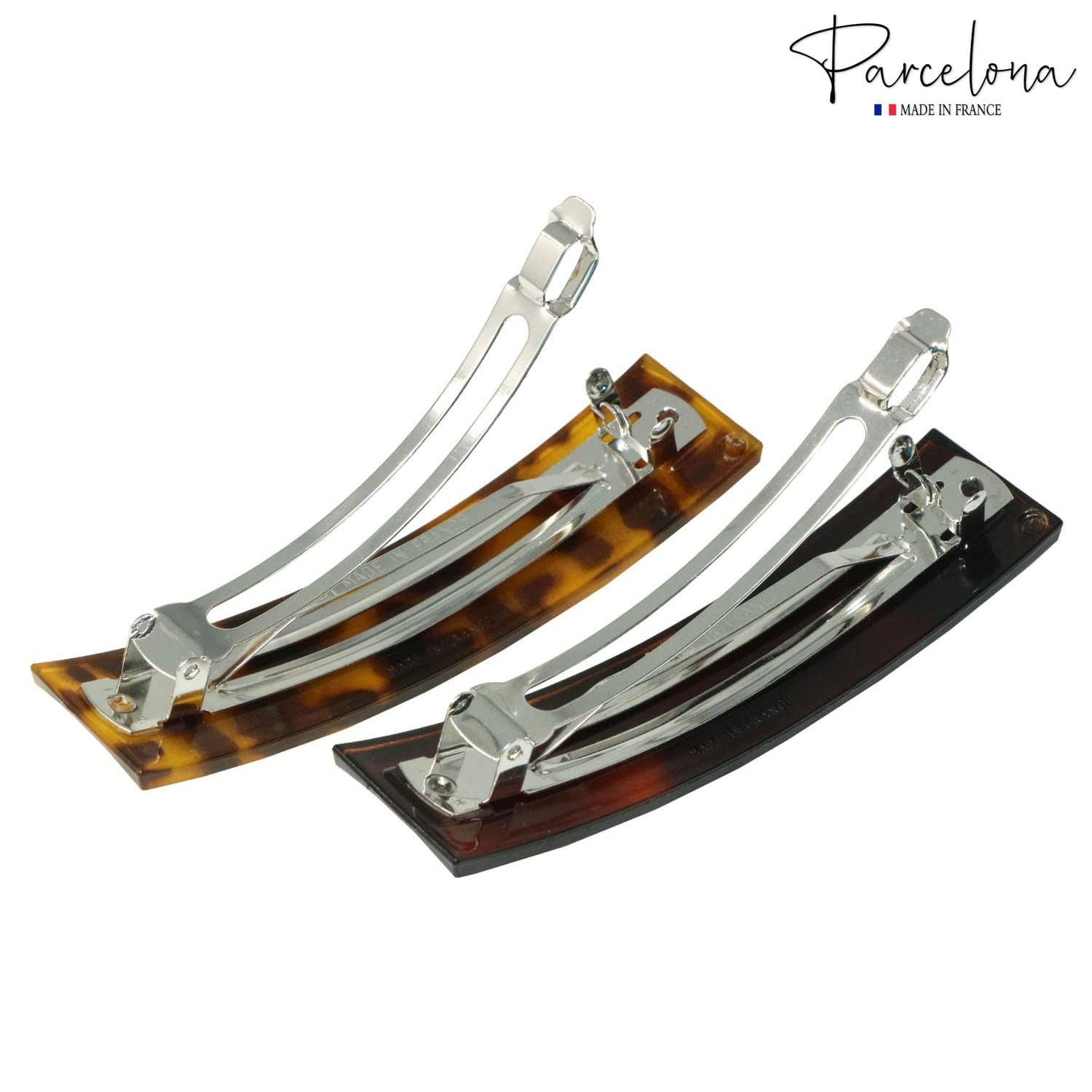 Parcelona French Rectangular Bar Large Celluloid Acetate Hair Barrette for Women