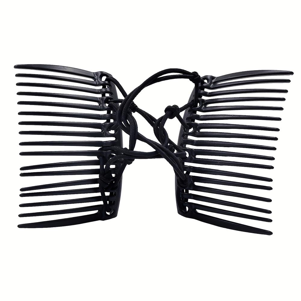 Stretchable Secure-Grip Comfortable 6-Piece Adjustable Elastic Double Hair Combs
