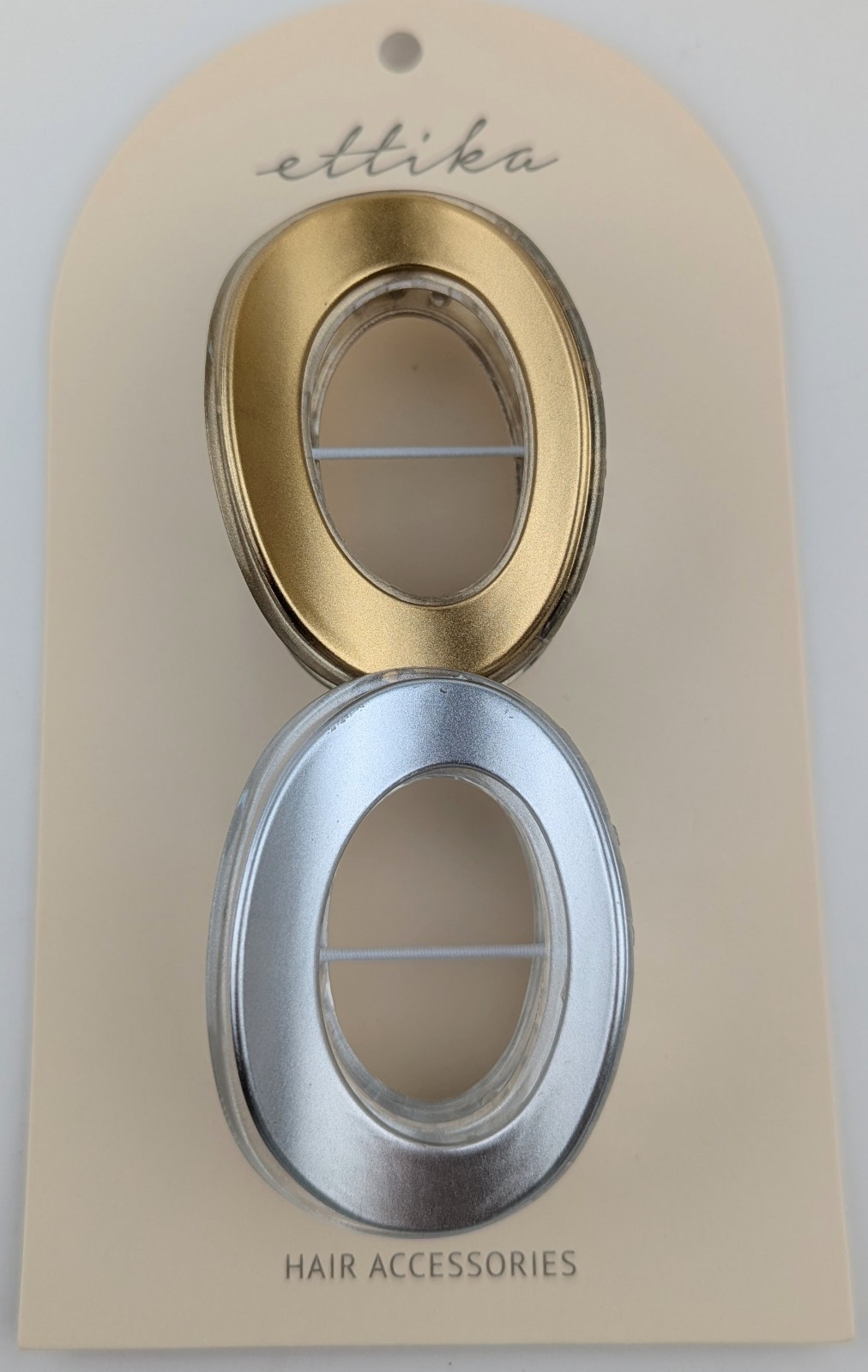 Ettika Gold & Silver Oval Claw Clips For Hair 2pc. Set