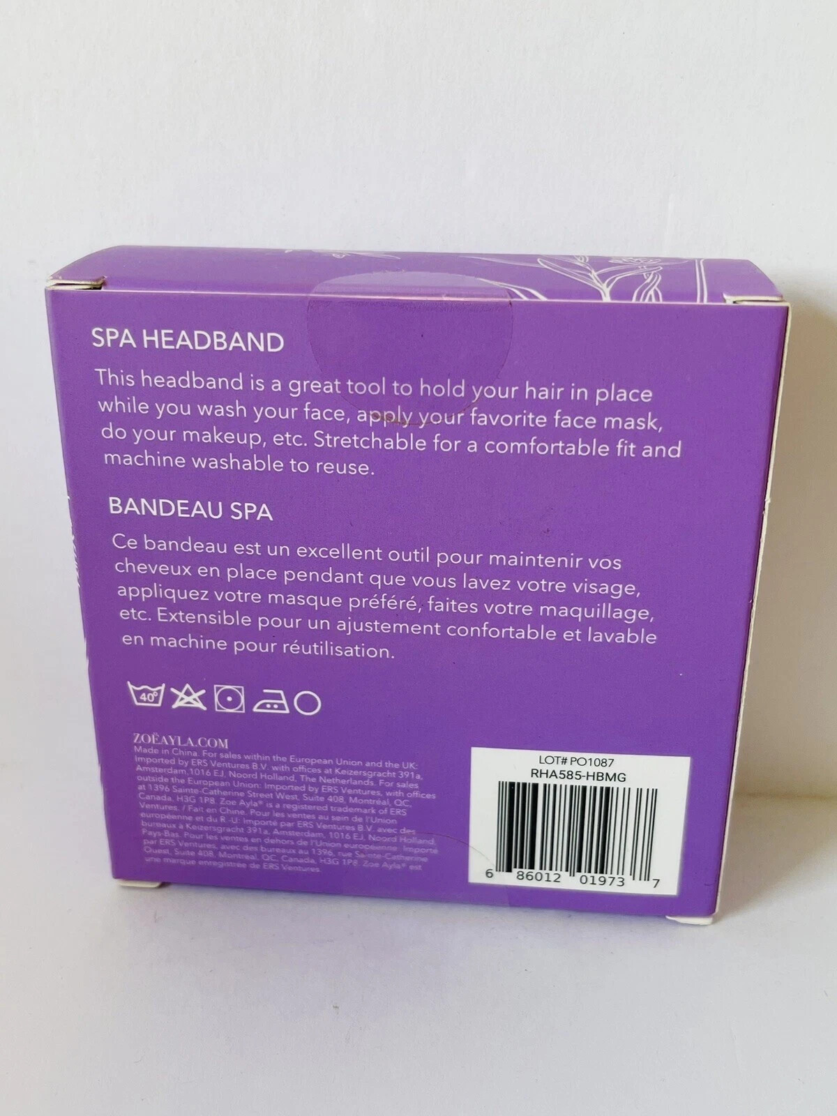 Zoe Ayla Spa Hair Towel Headband Bandeau Eco Friendly Purple NIB FABFITFUN NEW