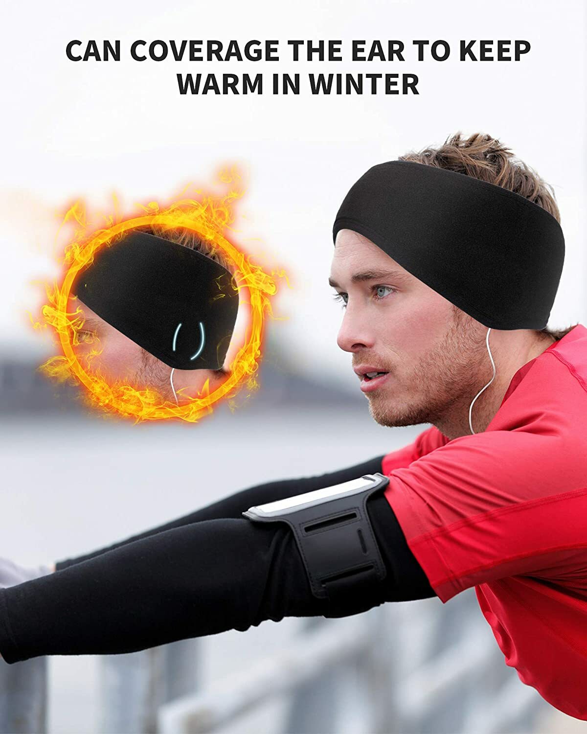 Women Ponytail Headband Fleece Earband Winter Running Moisture Wicking Headband