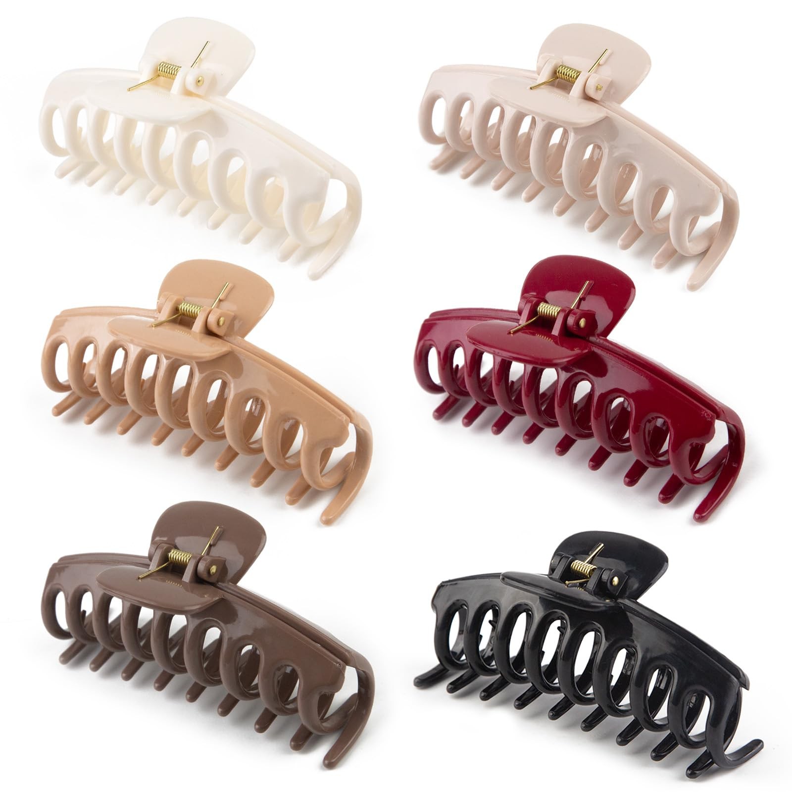 6-Pack 4.3inch Banana Silicone Cloud Claw Clips, Soft Multicolor