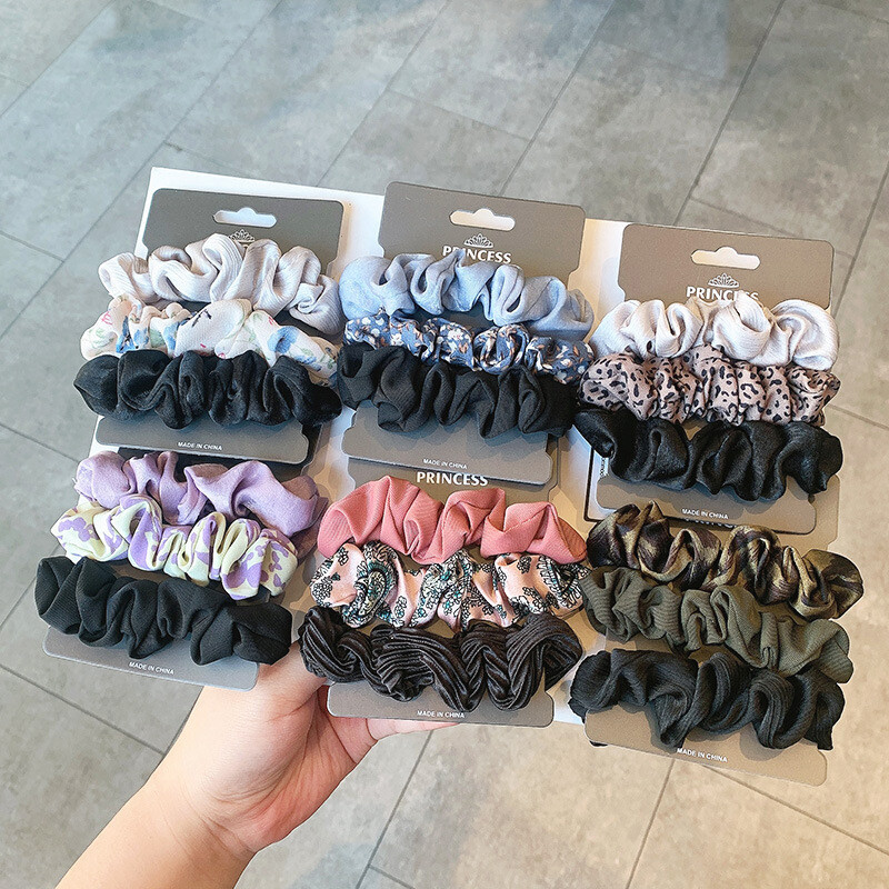 3pcs/Set Satin Silk Scrunchies Hair Bands Scrunchy Ropes Ties Ponytail Holder
