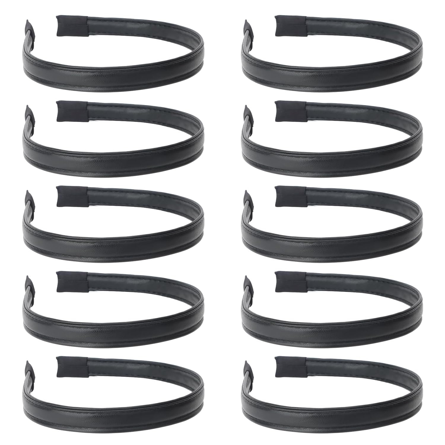 10pcs Pu Leather Headbands Women 0.6 Inch Black Headband Non Slip Fashion Hair B