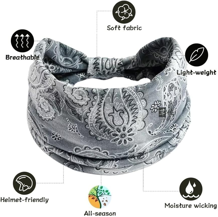 Boho Headbands for Women – 4 Pack Wide Stretch Turban Knot Headbands, Soft Elast