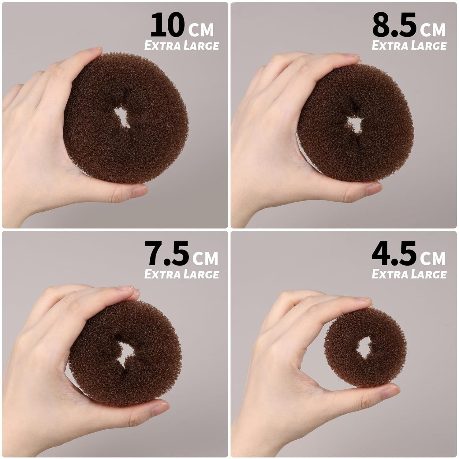 Hair Bun Maker Set 7 Donut Makers w/ Hair Nets Pins & Ties for Women Styling