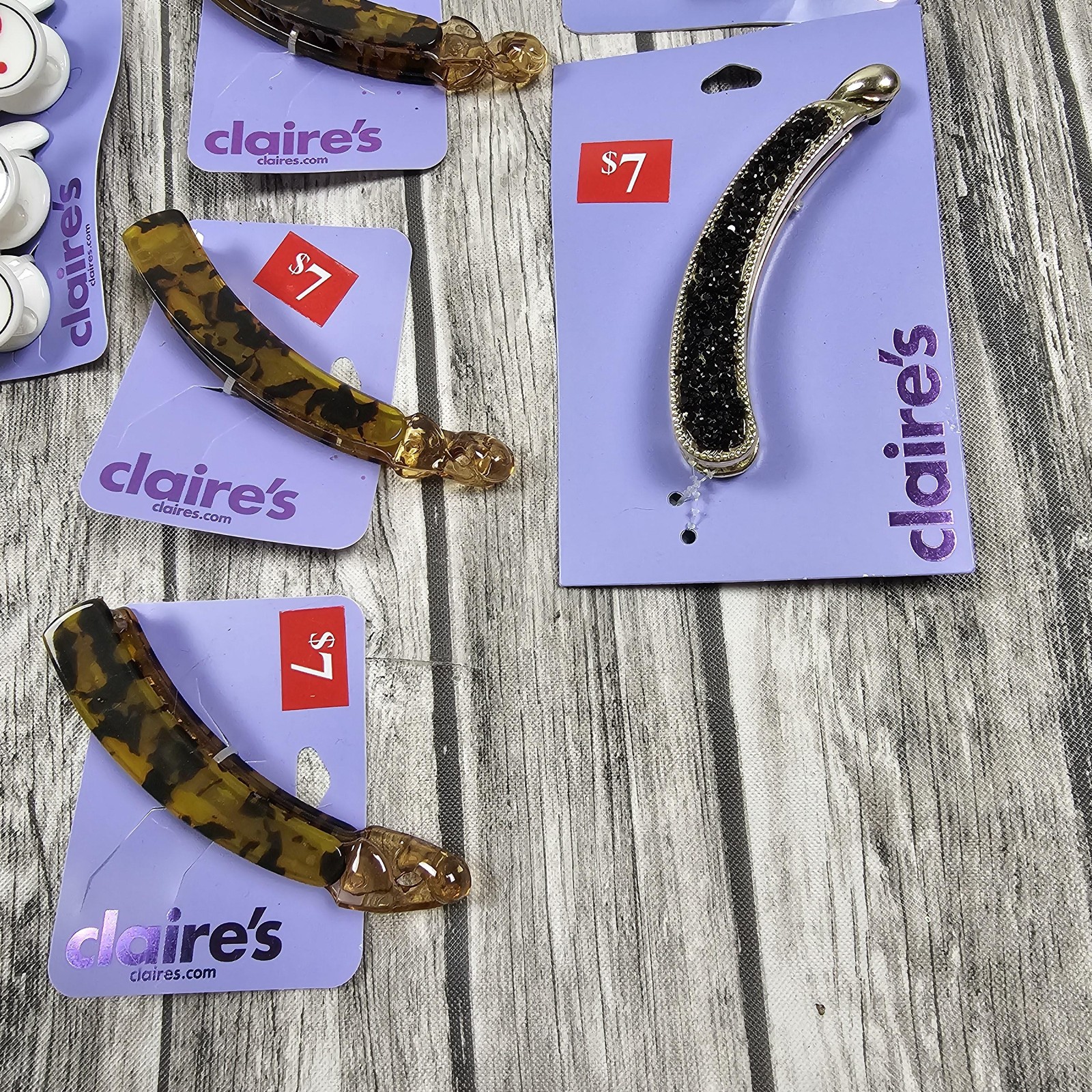 Claires Hair Clips Barrettes Banana Claw Lot New On Cards Tortoise Glitter Set