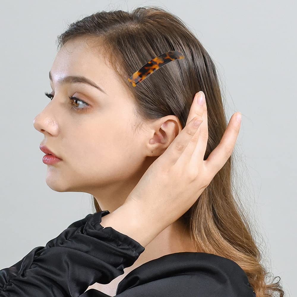 6 Pcs Tortoise Shell Hair Barrettes, Flat Clips 1 Count (Pack of 6), 2