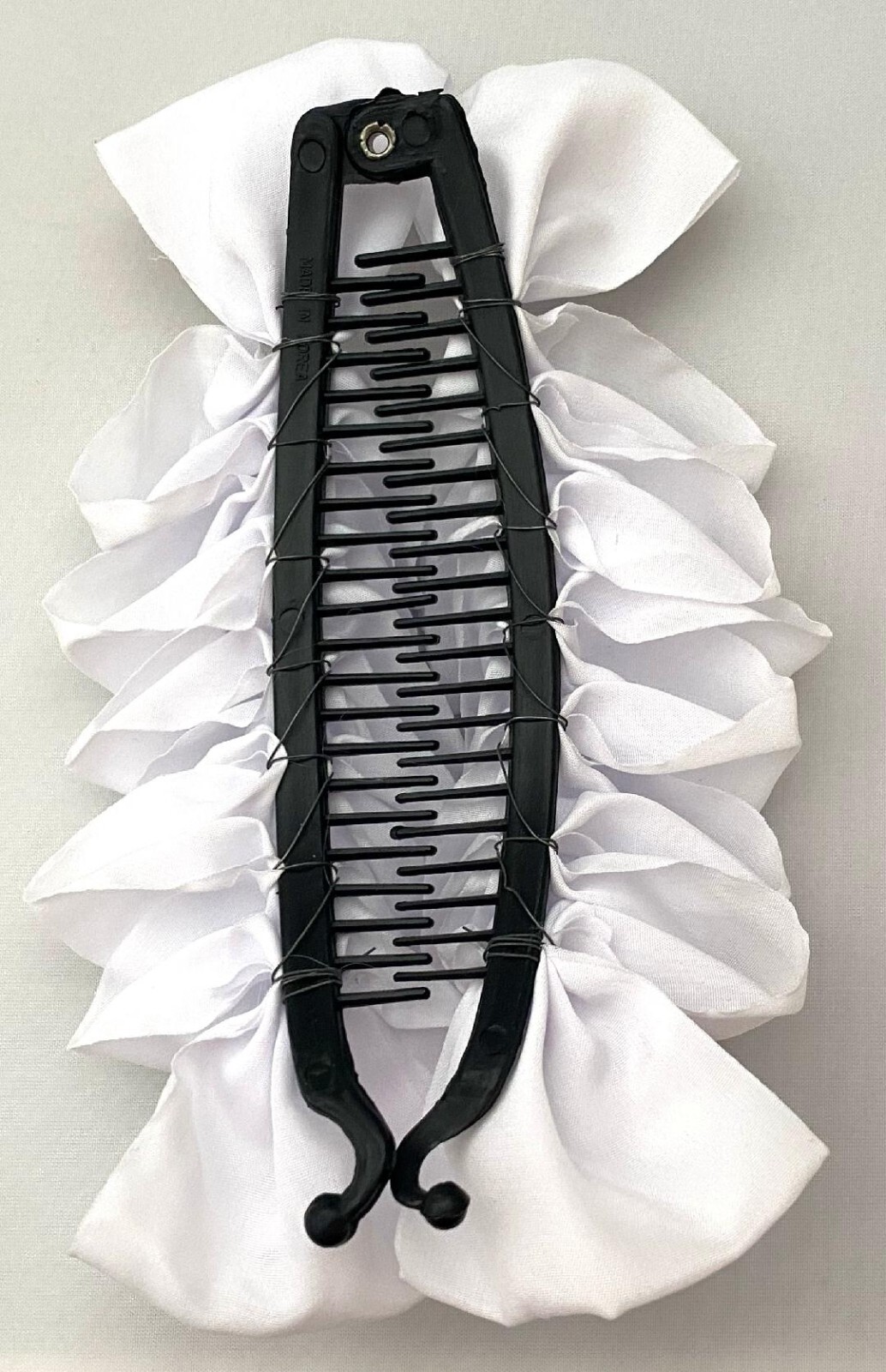 LONG BANANA HAIR CLIP WHITE BOWS ON BOTH SIDES SELECT COLOR FREE USA SHIPPING