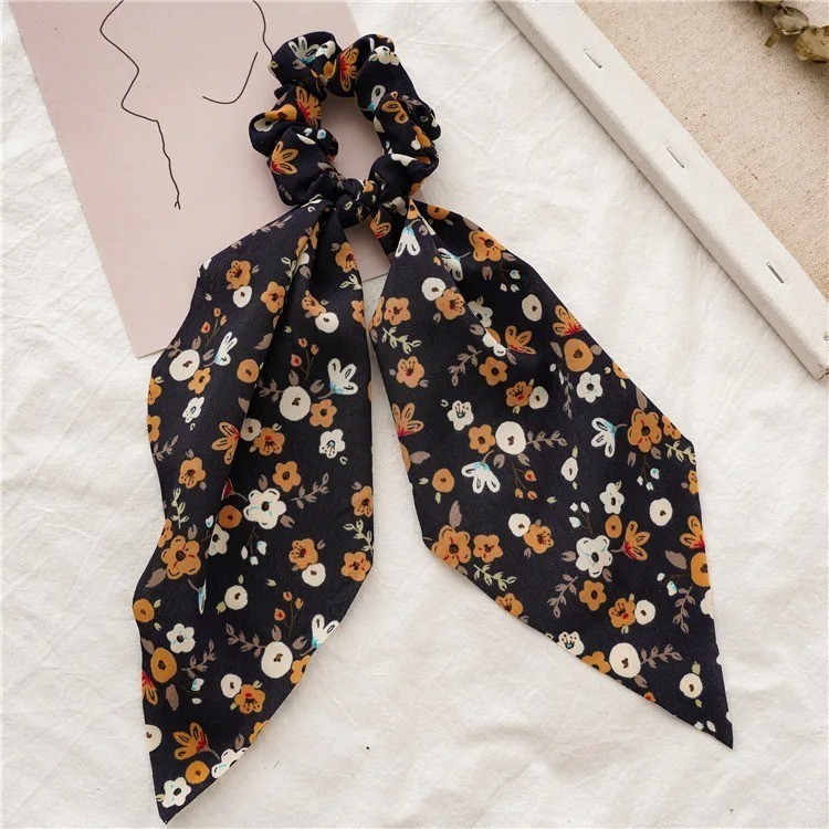 Fashion Leopard Print Bow Satin Long Ribbon Ponytail Scarf Hair Tie Scrunchies