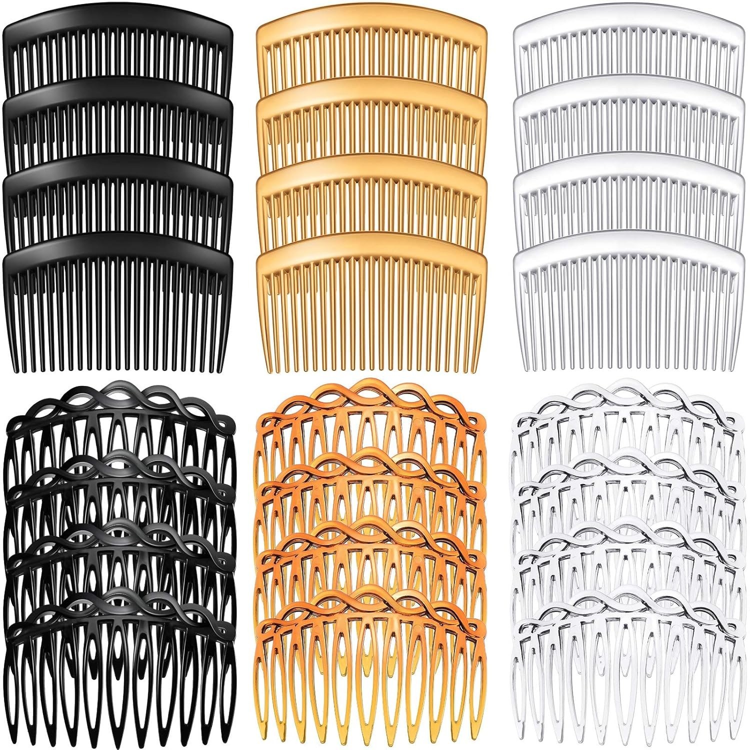 24PCS French Hair Side Combs Plastic Twist Clips 11/23 Teeth Wedding Veil Comb