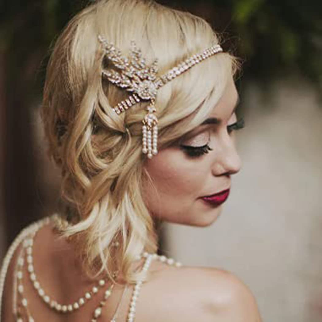 1920’S Flapper Headband Leaf Rhiestones Headpiece Bride Wedding Headdress Bridal