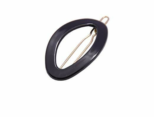 Parcelona French Eggie Oval Shell Black Mini Snap on Hair Clips Barrette