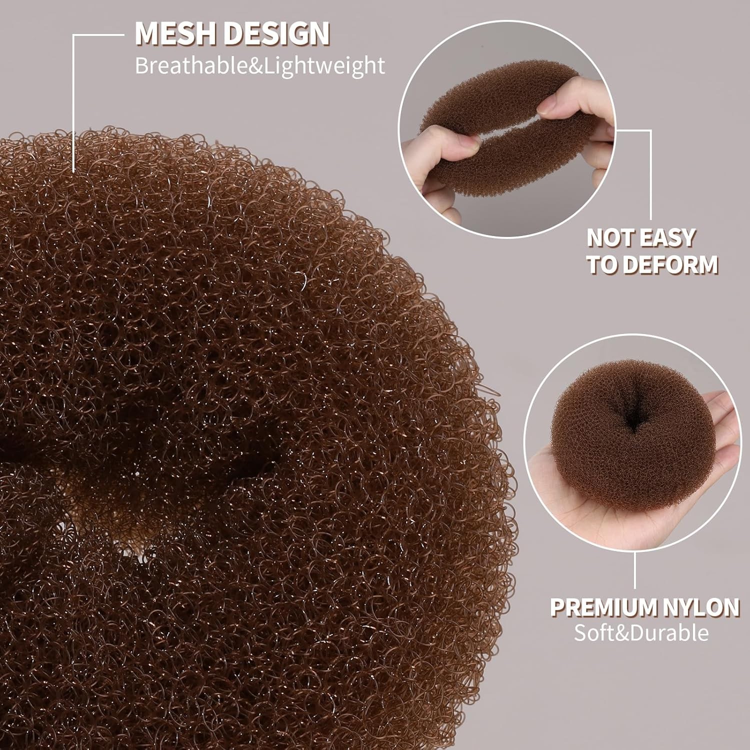 Hair Bun Maker Set 7 Donut Makers w/ Hair Nets Pins & Ties for Women Styling