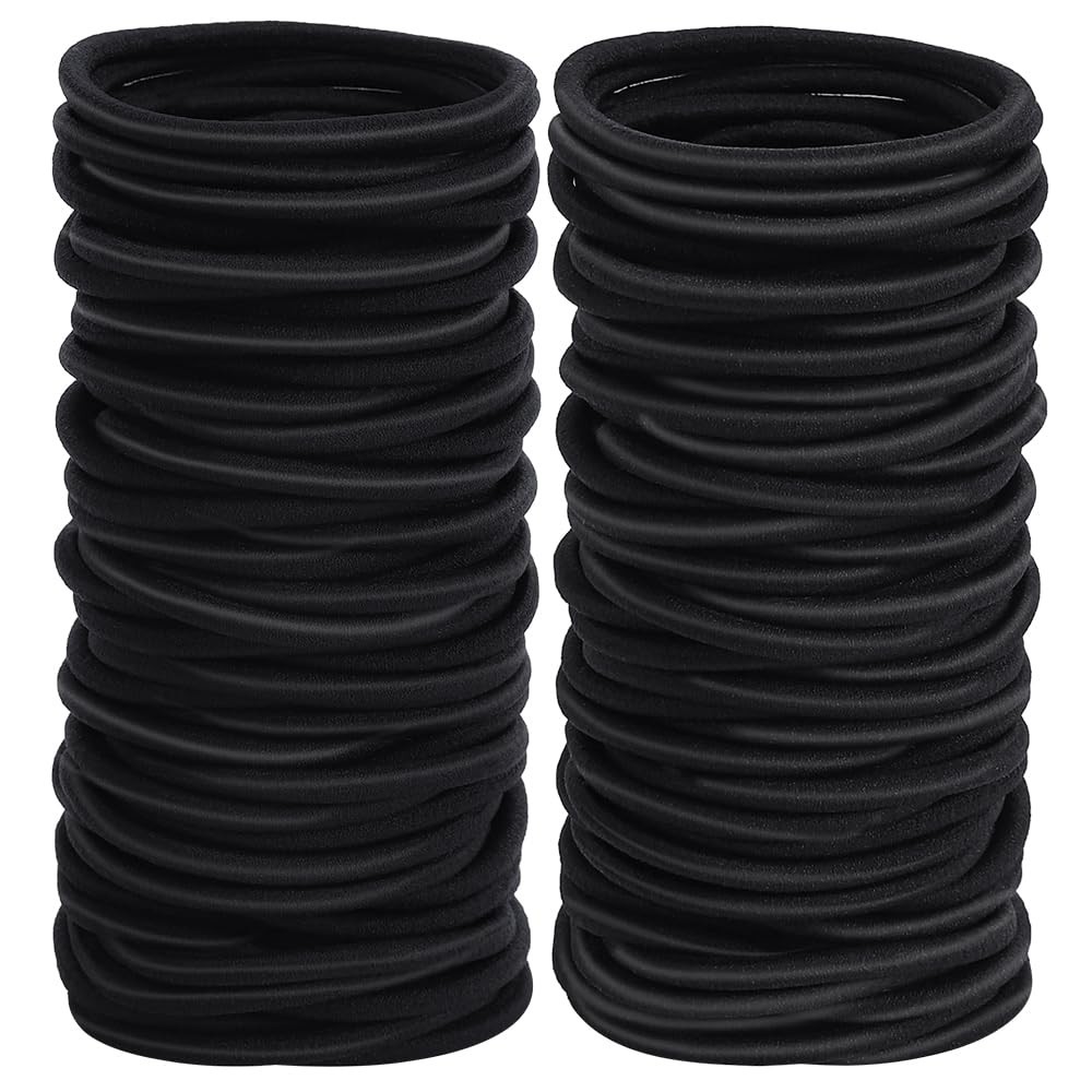 Hair Ties for Thick Hair, Black Hair Ties Ponytail Holders Men women girls 100pc