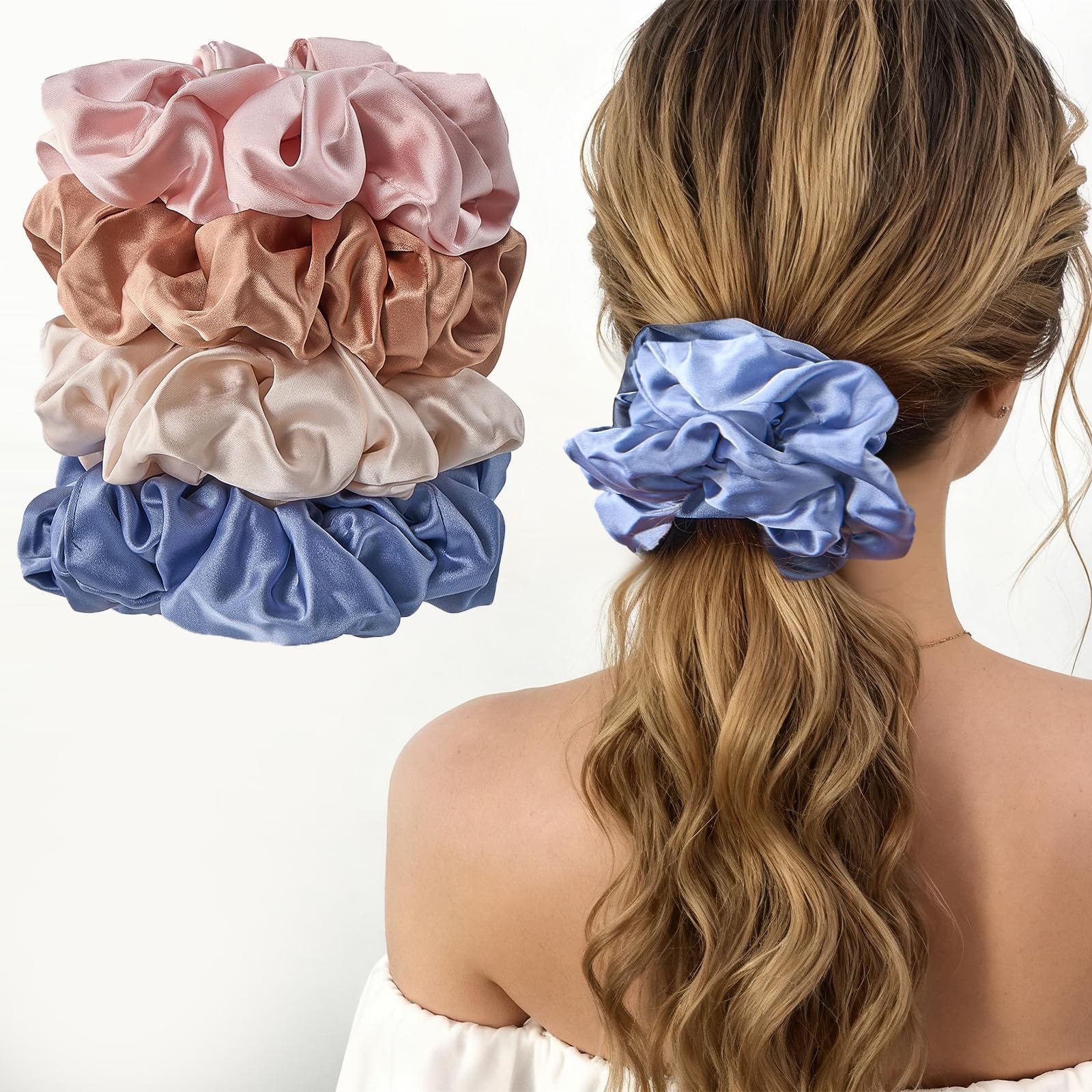 Big Satin Scrunchies for , 5.9 Inch Large Oversized Scrunchie, Soft Jumbo/Gia…