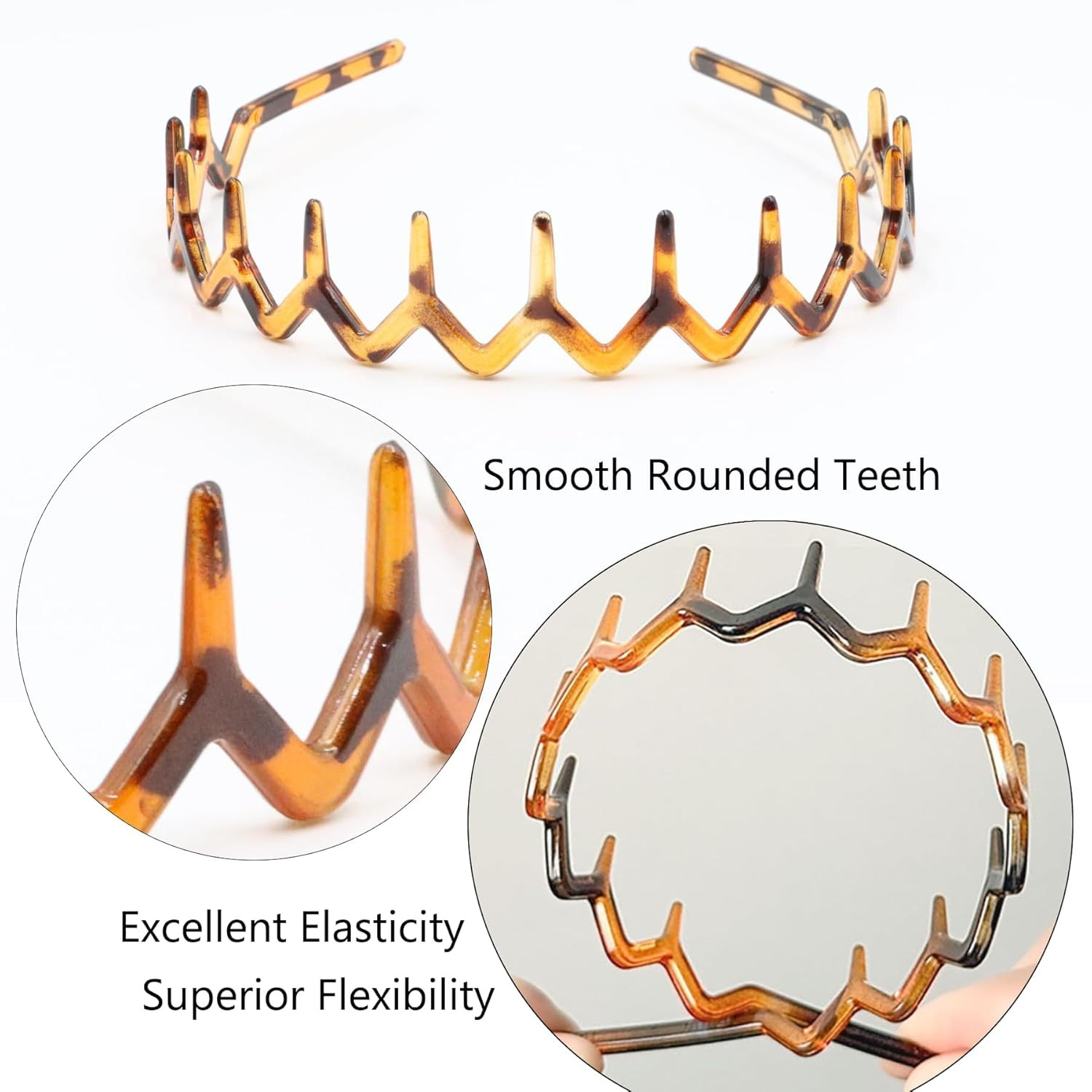 6 PCS Zig Zag Headbands Plastic Wavy Hair Head Band Comb with Teeth Hoop Accesso