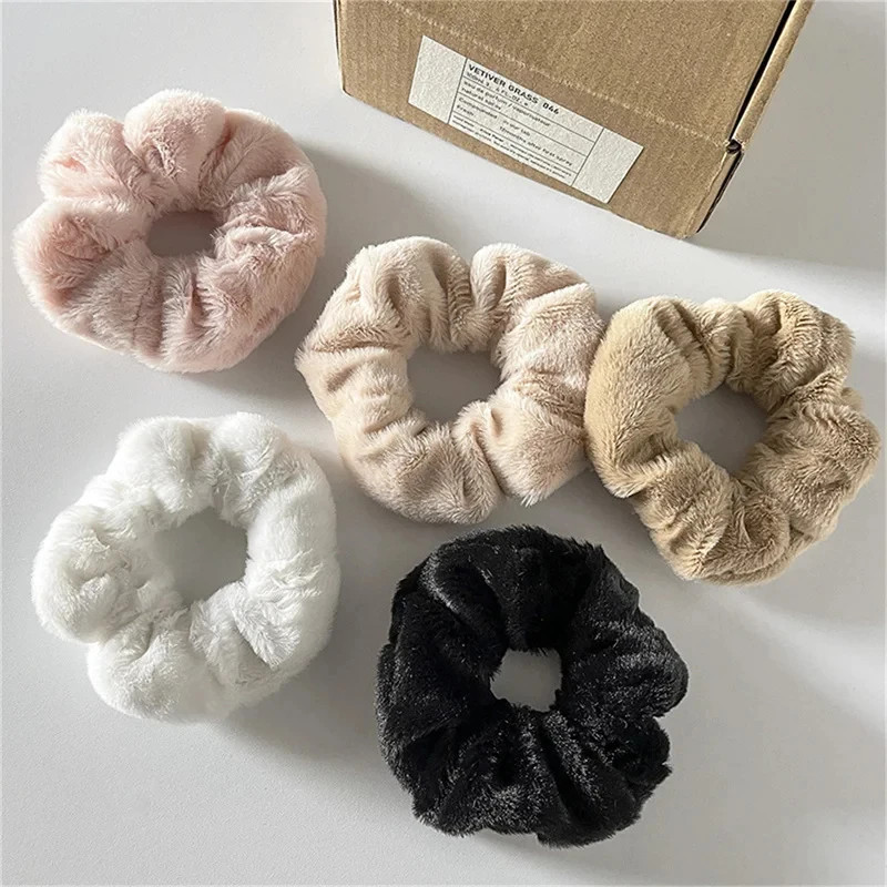 1/3pcs Winter Warm Soft Hair Scrunchies For Women Girl Fluffy Plush Elastic Ha
