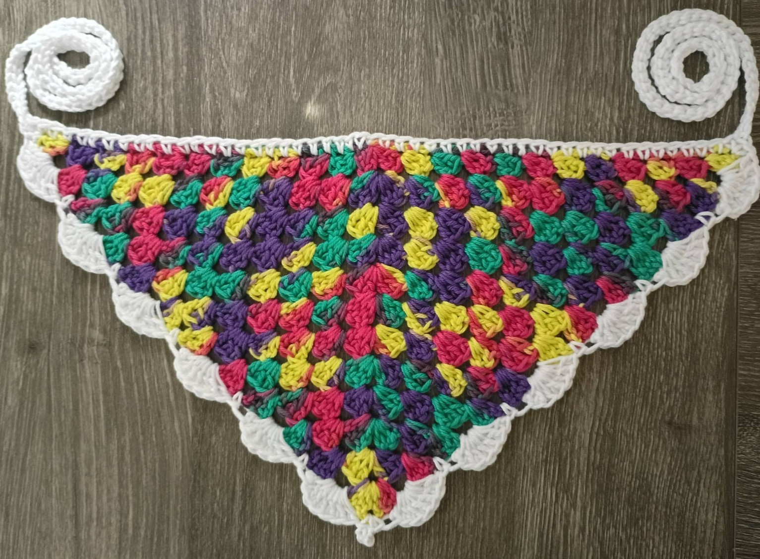 Crochet Granny Bandana with Scalloped Border 100% Cotton Summer Jams Multi