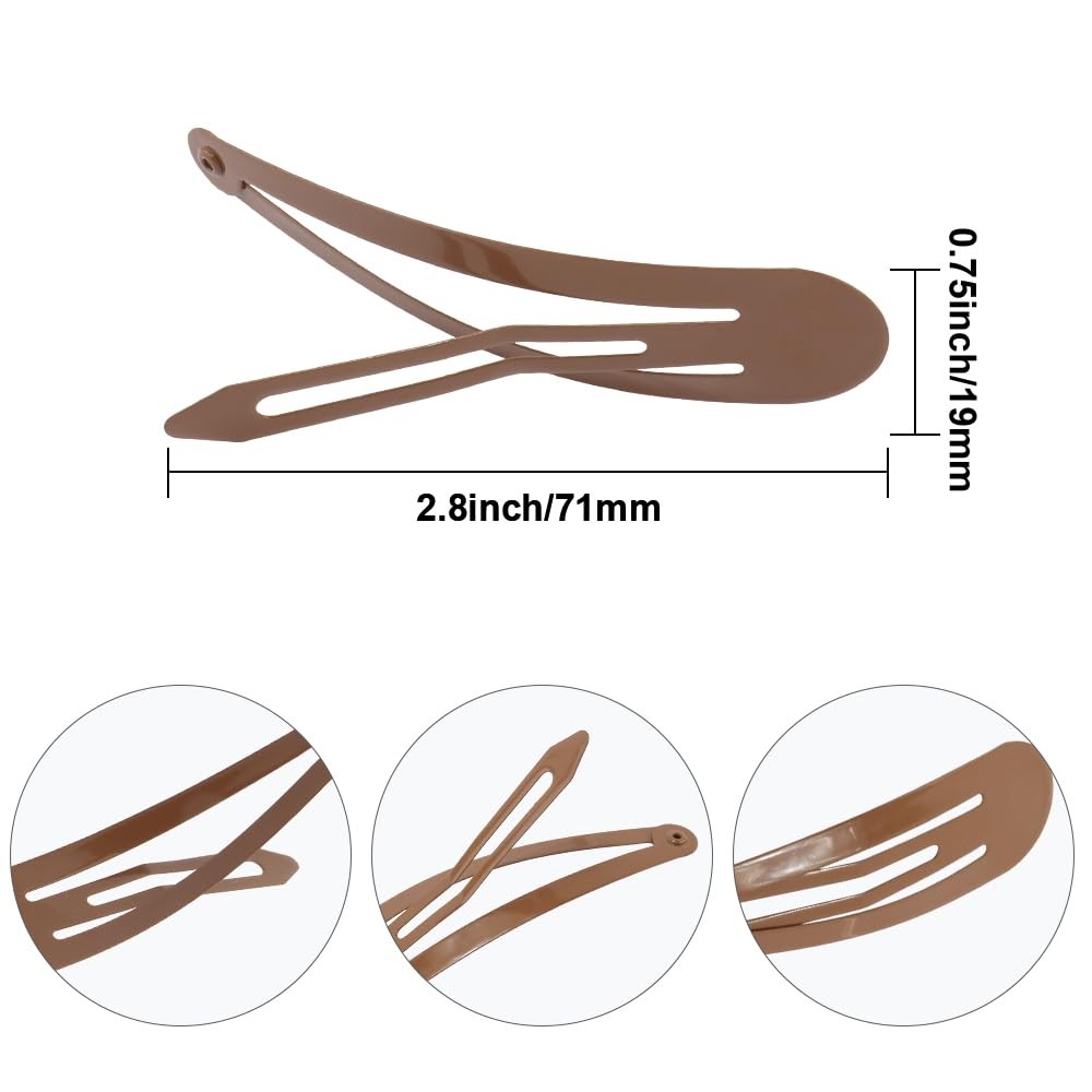 25 Pieces 2.8 Inch Large Snap Hair Clips No Slip 1 Count (Pack of 25), Brown