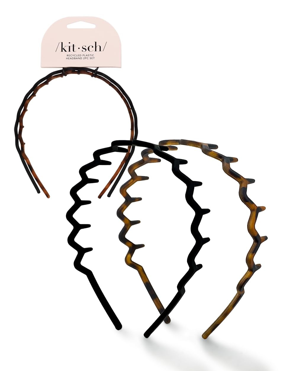 Kitsch Zig Zag Headbands, Recycled Plastic Wavy Hair Band with Teeth, Headband f