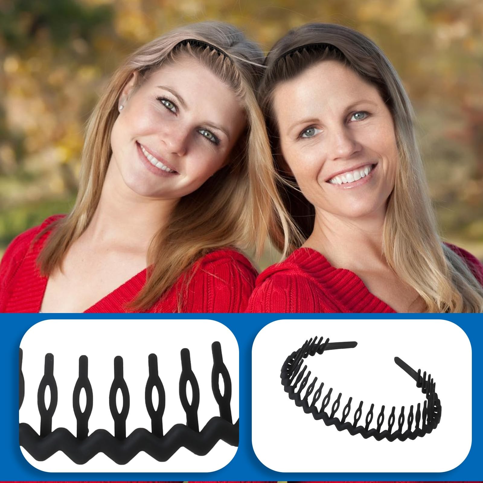 4 PCS Headband with Teeth, Zig Zag Headbands for Women Wavy Headband Black Fa…