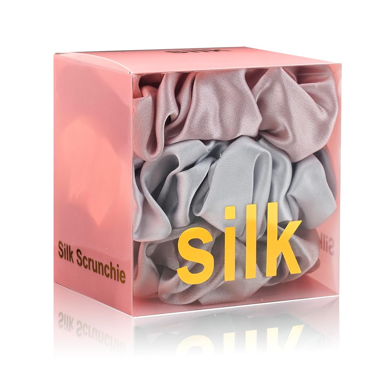 3 Pcs 100% Mulberry Silk Scrunchies, Hair Ties Pink Peacock Blue Apricot