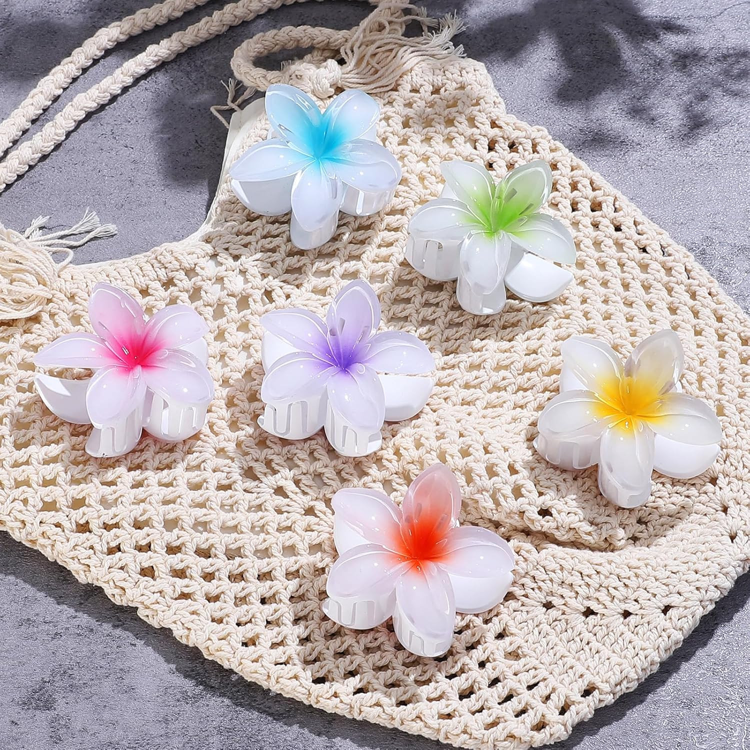 Flower Hair Clips 6 PCS Hawaiian Claw Clips for Vacation Hibiscus Hair Claw Clip