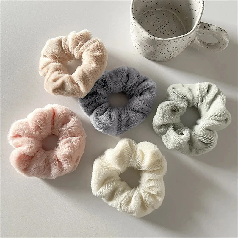 1/3pcs Winter Warm Soft Hair Scrunchies For Women Girl Fluffy Plush Elastic Ha