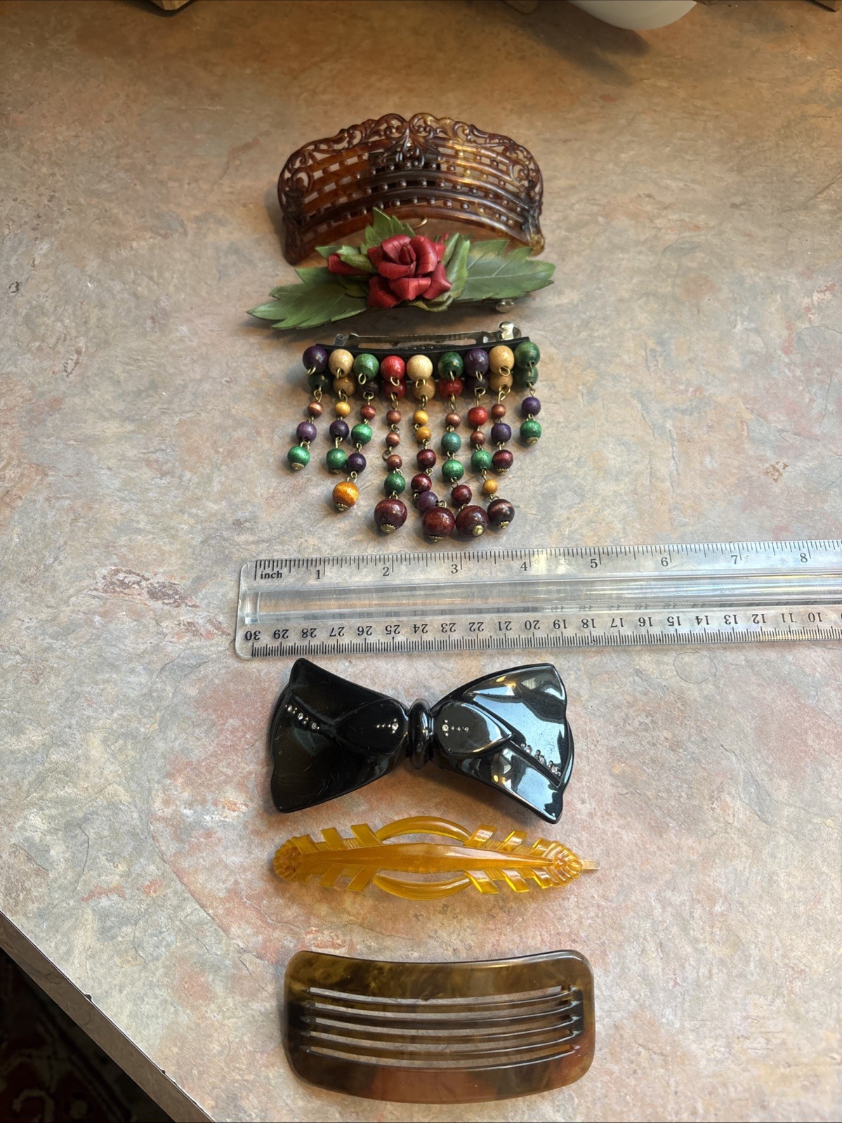 Lot Of 6 Vintage Various Hair Barrettes